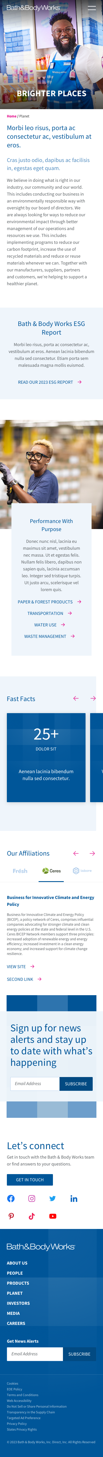 Planet landing page, mobile