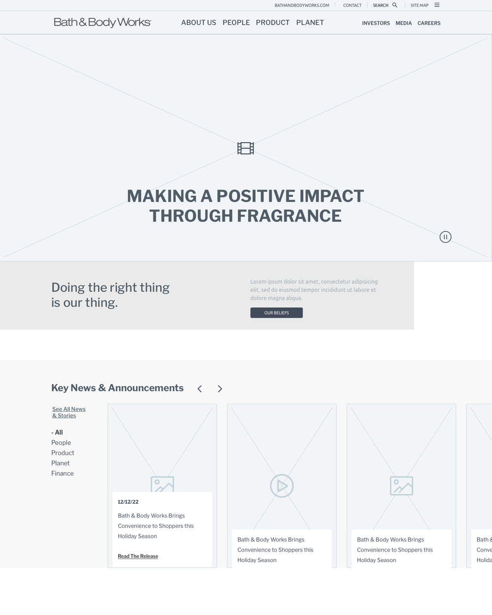 Home page wireframe