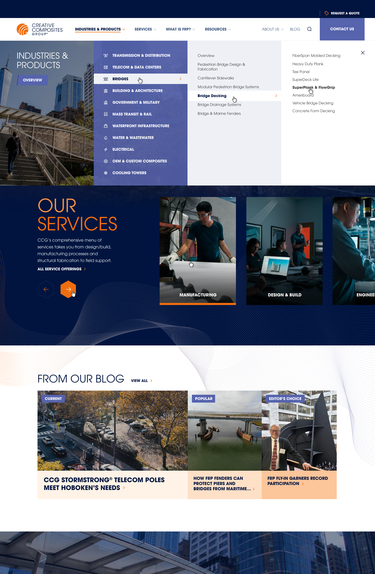 Industries & Products mega-menu