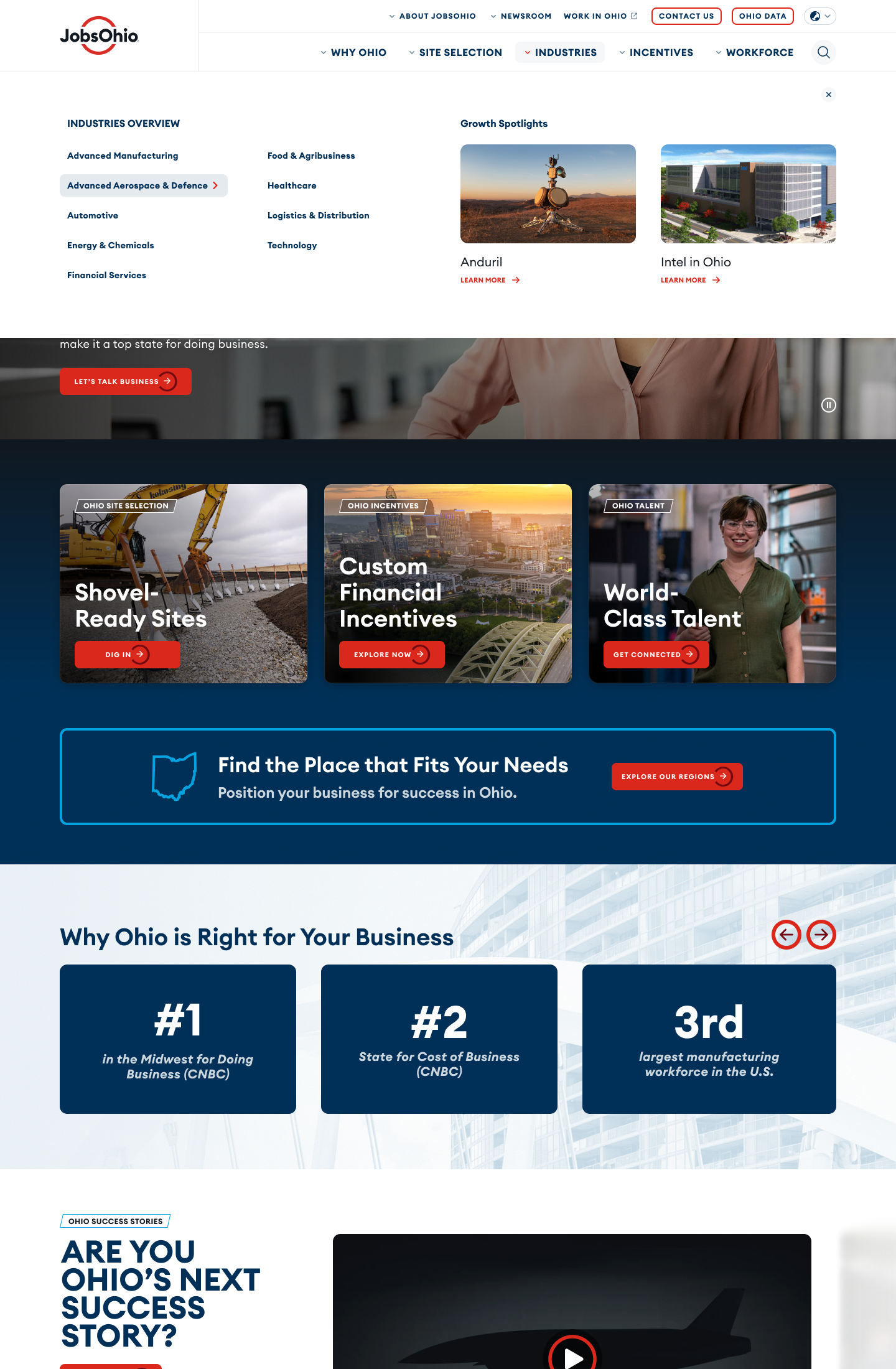 Industries mega-menu