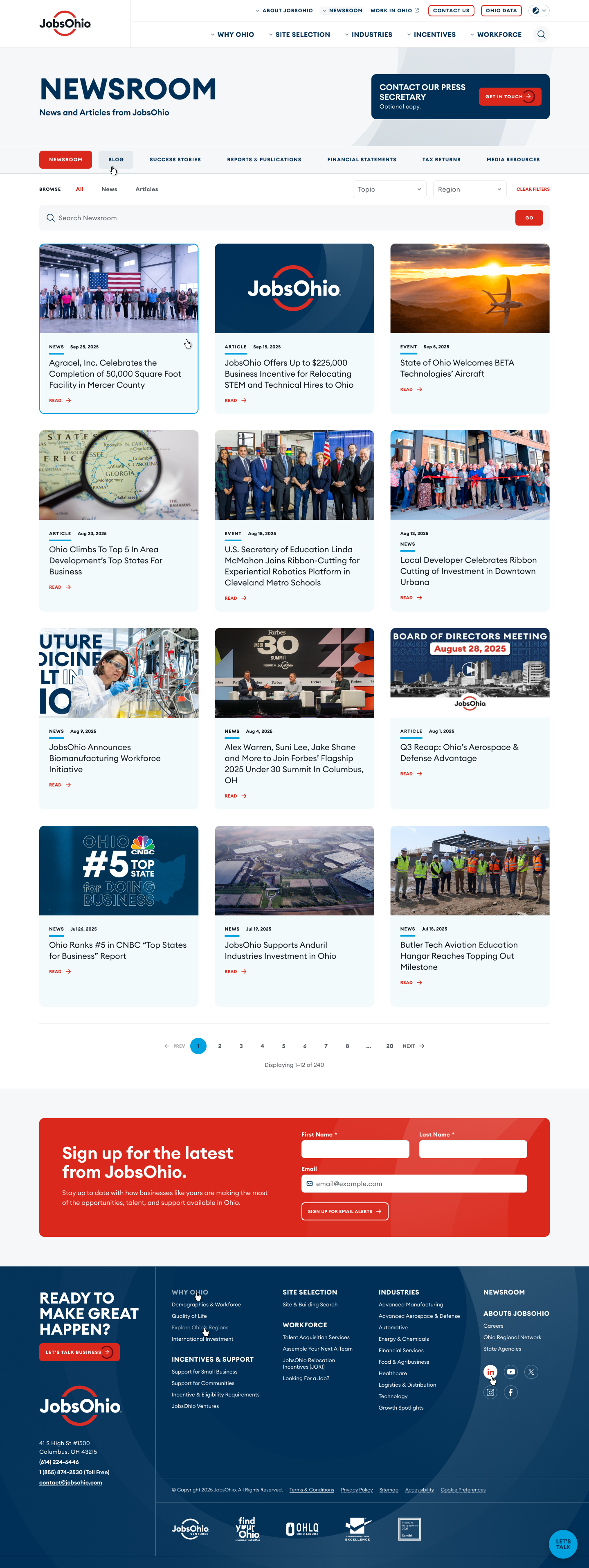 Newsroom page