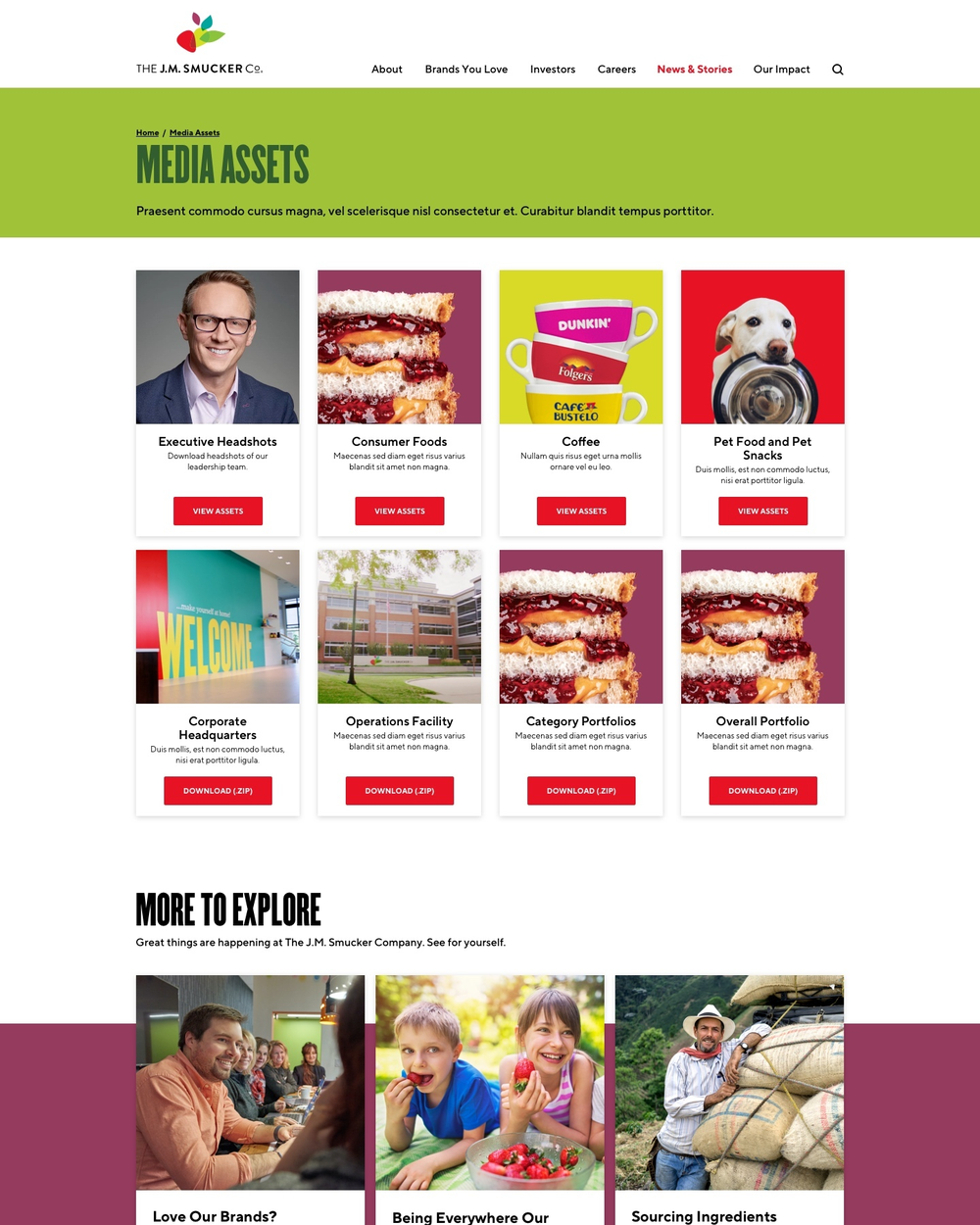 Media Assets landing page, 2021