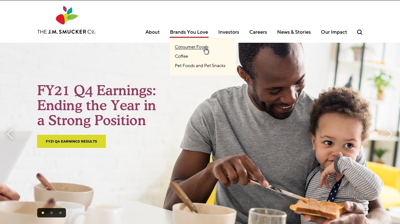 2021 navigation dropdown over the hero